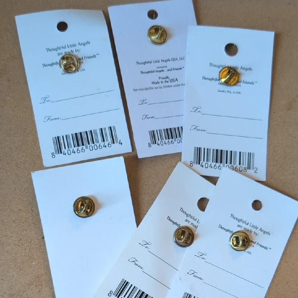 Vintage Gold tone Angels tack Pin Set of 6